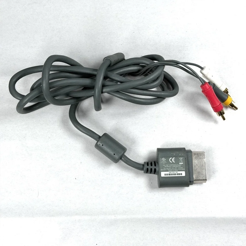 Genuine OEM Microsoft XBOX 360 Composite GREY AV Cable X810972-001 / Tested